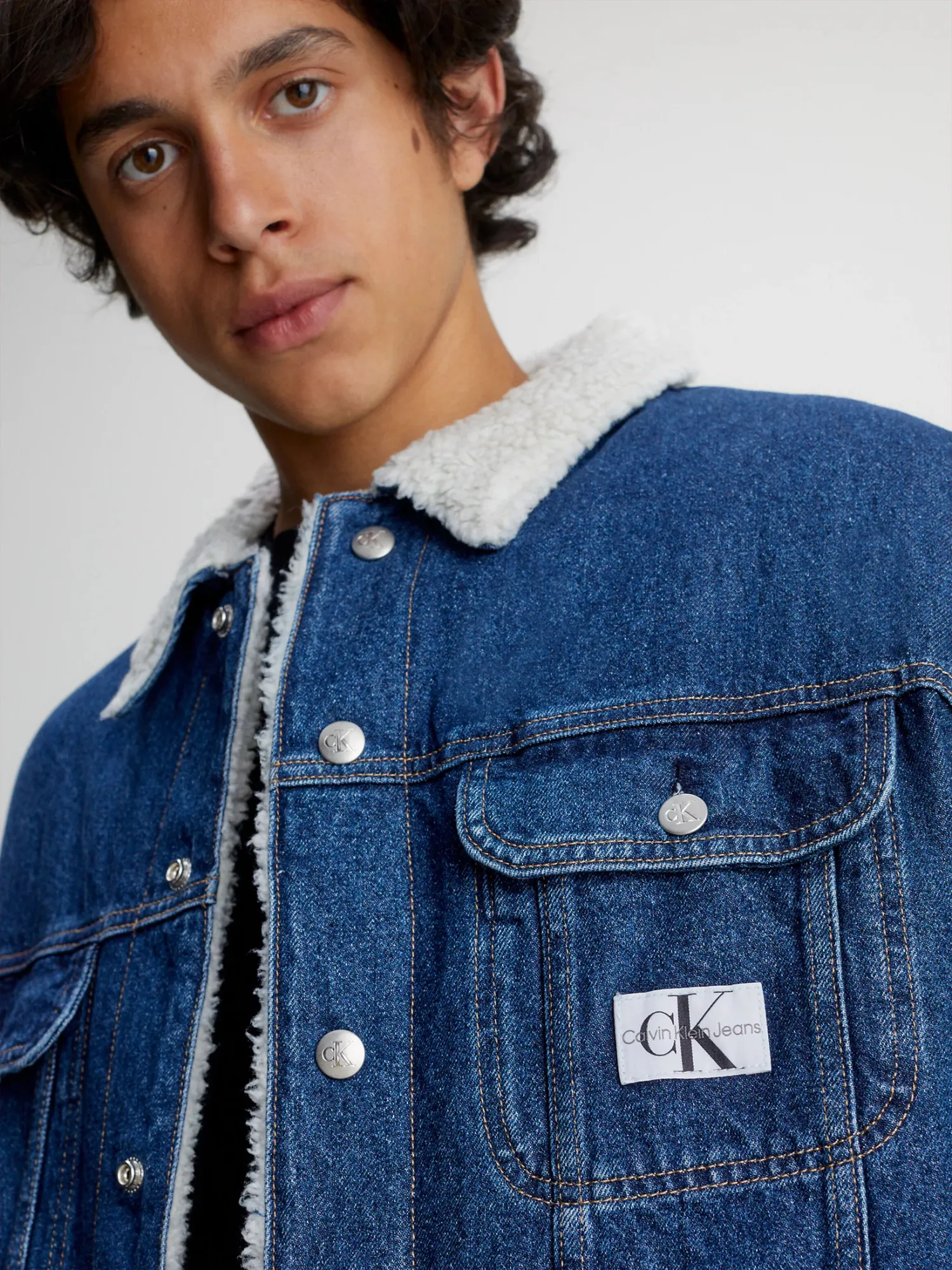 Calvin Klein Denim Jacket - Sherpa - Visual Gray » ASAP Shipping